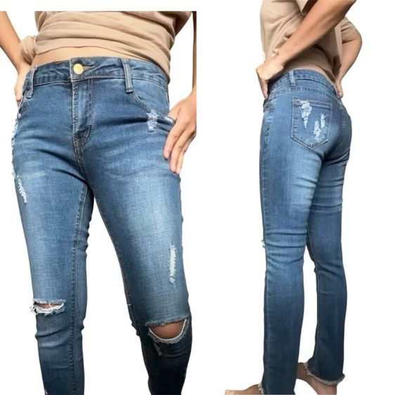 กางเกงยีนส์ ผู้หญิง ทั้งแบบ แต่งขาด และเรียบ เอี๊ยม ขายาว รูปที่ 15