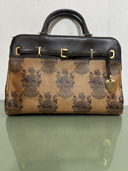 หญิง น้ำตาล หนังแท้ กระเป๋าถือ Aquascutum สวยหายาก