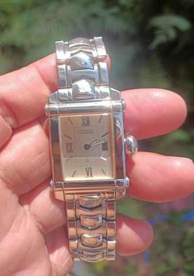 Vintage Philippe Charriol Columbus Thank Quartz stainless Silver ระบบถ่าน เดินปรกติ สายกำไลทรงเหลี่ยม สีเลสออกเนื้อเงิน ขนาด 30x39 (w.h.)  รูปที่ 8