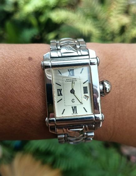 Vintage Philippe Charriol Columbus Thank Quartz stainless Silver ระบบถ่าน เดินปรกติ สายกำไลทรงเหลี่ยม สีเลสออกเนื้อเงิน ขนาด 30x39 (w.h.)  รูปที่ 5