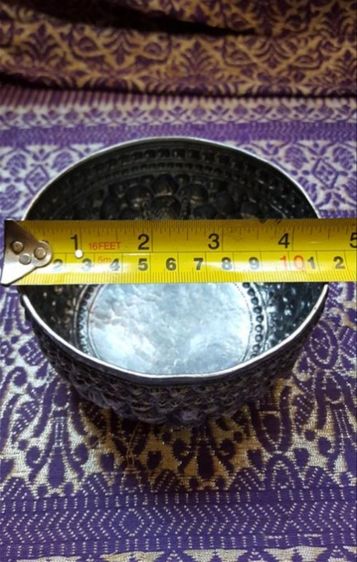 ขันเงินลายดอกกฐิน เงินนิ่ง หนัก 123 กรัม ปากกว้าง 4 นิ้วครึ่ง  รูปที่ 4