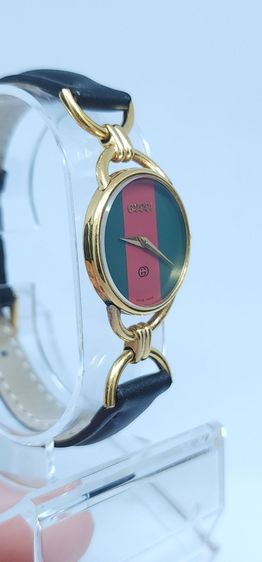 Z002 Gucci Vintage 6000L Gold Case หน้าปัดเขียว-แดง สายหนังแท้ งานคลาสสิกหายาก รูปที่ 5