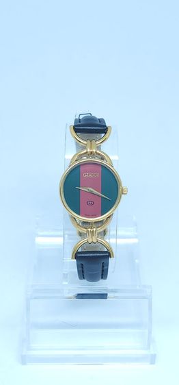 Z002 Gucci Vintage 6000L Gold Case หน้าปัดเขียว-แดง สายหนังแท้ งานคลาสสิกหายาก รูปที่ 2