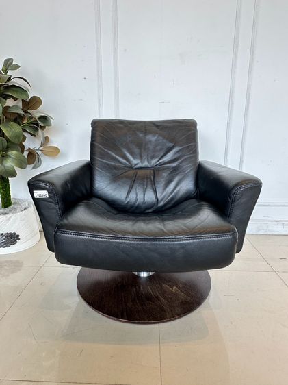 เก้าอี้อาร์มแชร์ พร้อมสตูล เบาะหนัง PU สีดำ หมุนได้ 360 องศา รูปที่ 5