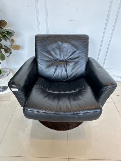 เก้าอี้อาร์มแชร์ พร้อมสตูล เบาะหนัง PU สีดำ หมุนได้ 360 องศา รูปที่ 8
