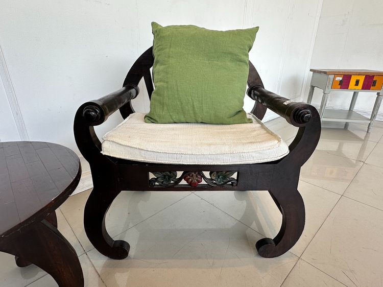 ชุดรับแขก 2 ที่นั่ง เบาะผ้าลูกฝูกสีครีมหมอนอิงผ้าสีเขียว พร้อมโต๊ะกลาง รูปที่ 11