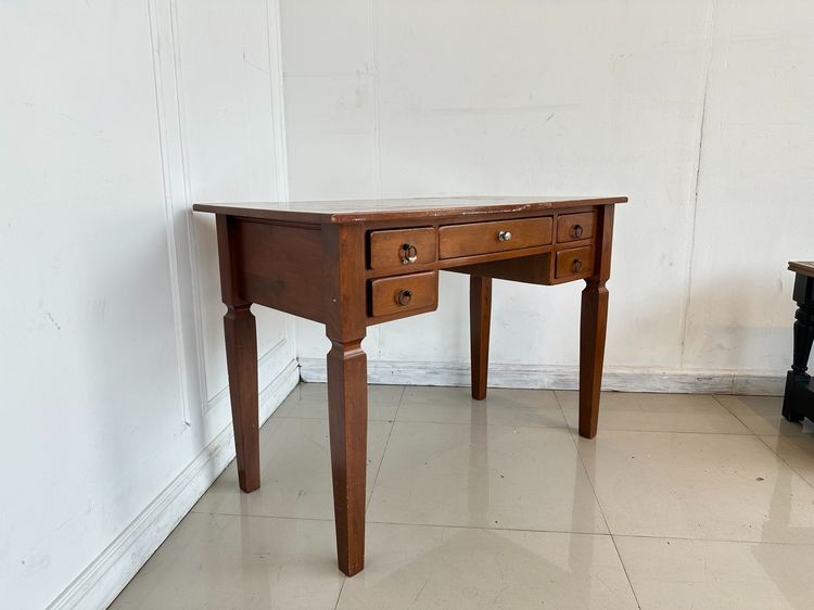 โต๊ะทำงาน สไตล์วินเทจ 5 ลิ้นชัก มือจับห่วงเหล็กและอลูมิเนียม  รูปที่ 3