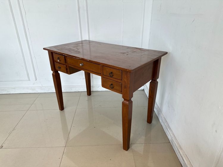 โต๊ะทำงาน สไตล์วินเทจ 5 ลิ้นชัก มือจับห่วงเหล็กและอลูมิเนียม  รูปที่ 4