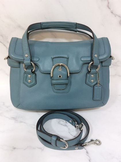 กระเป๋า Coach Campbell satchel in Mineral Blueหนังแท้ ไม่มีตำหนิ  สามารถคล้องแขน และปรับความยาวสายได้