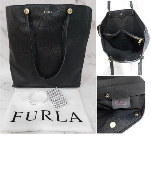 ดำ Furla Eden Leather Tote Bag หนังแท้ มุมสวยไม่มีตำหนิหนัก