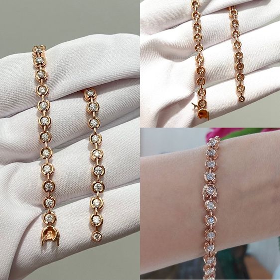 ทอง สร้อยข้อมือเพชรแท้ เม็ดละ 10 ตัง 29 เม็ด รวม 2.9 กะรัต เพชรขาวไฟดีมาก