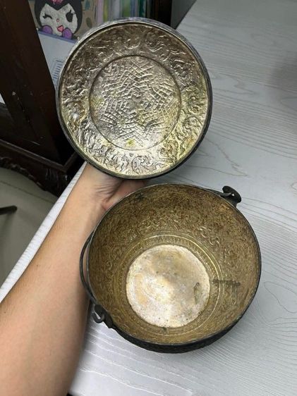 ฝาหม้อเงินนิ่ง สภาพสมบูรณ์ กว้าง 6 นิ้ว รูปที่ 5