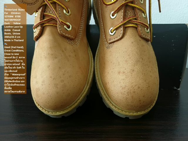 Timberland Boots For Children, WATERPROOF, Unisex 35EU(22.2cm) ของแท้ มือ 2 สภาพไม่ผ่านการใช้งานมาก่อน, รองเท้า Timberland หนังแท้ สวยมาก รูปที่ 7