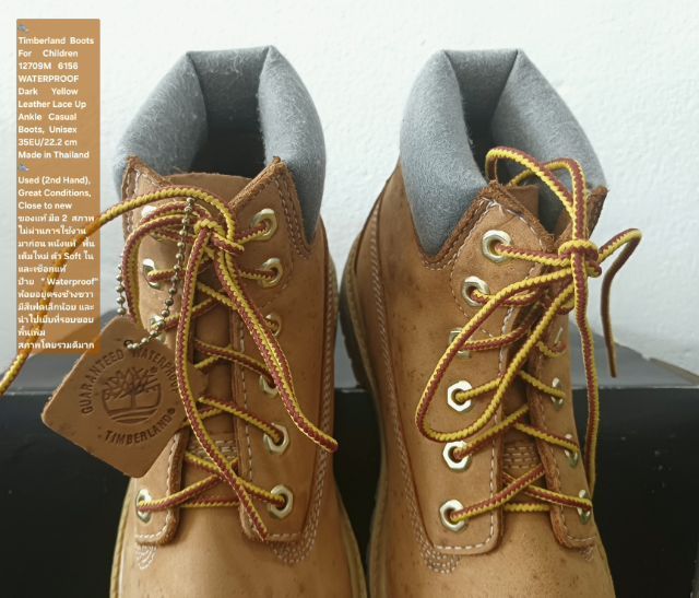 Timberland Boots For Children, WATERPROOF, Unisex 35EU(22.2cm) ของแท้ มือ 2 สภาพไม่ผ่านการใช้งานมาก่อน, รองเท้า Timberland หนังแท้ สวยมาก รูปที่ 8