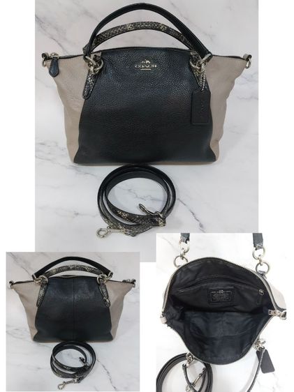 Coach รุ่น Coach Kelsey Satchel in Exotic Embossed Lether ใหม่และสวยมาก มีความเก๋มากๆ. ตรงที่นำหนังงูมาตกแต่งสายสั้น สายยาวและอีกหลายจุด รูปที่ 4