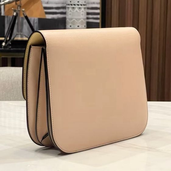 Celine Medium Classic Box Blush Lambskin Lather ซีลีนสีชมพู กระเป๋าหนังสีชมพู กระเป๋าสีบรัช รูปที่ 5