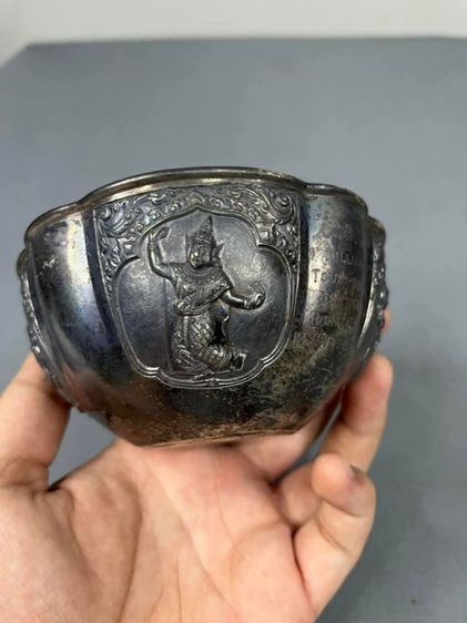 ขันเงิน สวย กว้าง 4 นิ้ว สมบูรณ์ รูปที่ 3