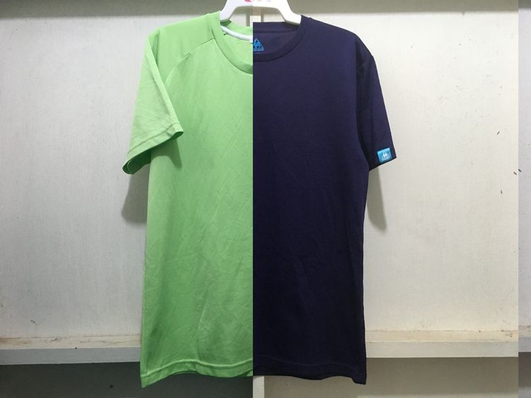 เสื้อกีฬา แบรนด์ Le qoq sportif แพ็คคู่ (สินค้ามีตำหนิ) สี เขียวอ่อนกับสีม่วงเข้ม
