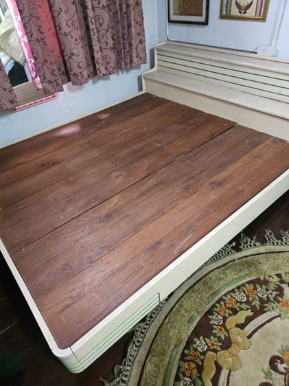 เตียงไม้พื้น 6 ฟุตพื้นไม้ดีมากไม้แพง รูปที่ 8