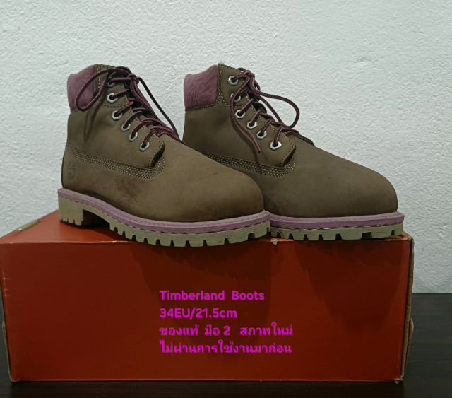 Timberland Boots For Children, Unisex 34EU(21.5cm) ของแท้ มือ 2 สภาพไม่ผ่านการใช้งานมาก่อน, รองเท้า Timberland หนังแท้ พื้นเต็ม สวยมาก รูปที่ 4