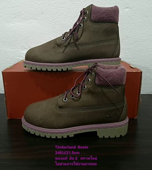 Timberland Boots For Children, Unisex 34EU(21.5cm) ของแท้ มือ 2 สภาพไม่ผ่านการใช้งานมาก่อน, รองเท้า Timberland หนังแท้ พื้นเต็ม สวยมาก รูปที่ 16