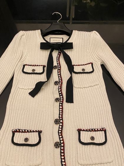 กุชชี่ เดรส สีขาวครีม เนื้อผ้าร่องอิตาลีอย่างดี สภาพใหม่เอี่ยม รูปที่ 9