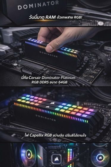 CORSAIR DOMINATOR PLATINUM RGB 64GB  DDR5 5600MHz (BLACK)   รูปที่ 4