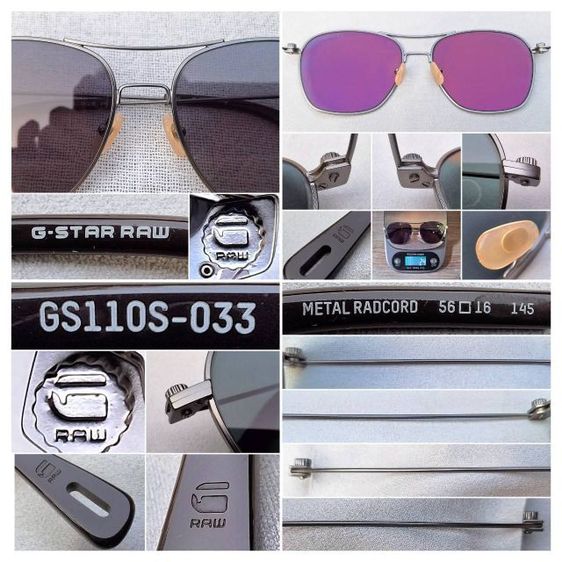 แว่นตายุโรเปียนคราฟท์โดยช่างฝีมือชาวดัตช์ G–STAR RAW มือหนึ่ง–New Old Stock โมเดลคลาสสิก อะเวียเตอร์–สี่เหลี่ยม–นักบิน เลนส์โพลีคาร์บอเนทกันแดด ออริจินัล จี–สตาร์ รอว์ สีเทาทหาร...Authentic Vintage G–STAR RAW Handcrafted in Amsterdam, Netherland รูปที่ 6