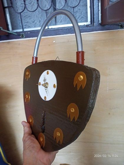 นาฬิกาแขวนระบบควอทซ์เดินเรียบเงียบทำจากวัสดุรีไซเคิลงานแฮนด์เมด รูปที่ 7