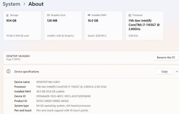 Lenovo Yoga Slim 7 i7-1165G7 Ram 16  SSD 1TB จอ14 FHD IPS ทัชสกรีน สเปคสูง  เหมาะพกพา สภาพสวย เครื่องพร้อมใช้งาน ราคาถูก รูปที่ 17