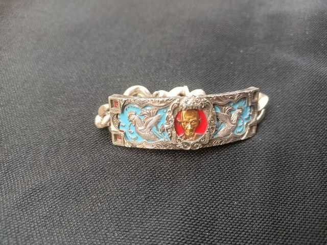 สายสร้อยเลสกำไลข้อมือ หลวงพ่อรวย วัดตะโก รุ่นรวยเหลือล้นเนื้อเงิน หน้าทองคำ 4 บาท ปี2563 พร้อมครอบหน้ากากเงินแท้ ข้อมือ 16cen.สวยพร้อมจัดส่ง รูปที่ 12