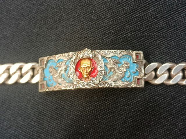 สายสร้อยเลสกำไลข้อมือ หลวงพ่อรวย วัดตะโก รุ่นรวยเหลือล้นเนื้อเงิน หน้าทองคำ 4 บาท ปี2563 พร้อมครอบหน้ากากเงินแท้ ข้อมือ 16cen.สวยพร้อมจัดส่ง รูปที่ 13