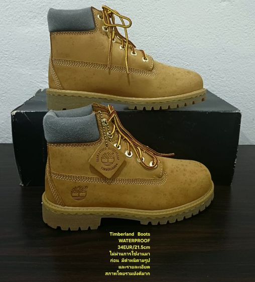 Timberland Boots For Children, Unisex 34EU(21.5cm) ของแท้ มือ 2 สภาพไม่ผ่านการใช้งานมาก่อน, รองเท้า Timberland หนังแท้ พื้นเต็ม สวยมาก รูปที่ 15