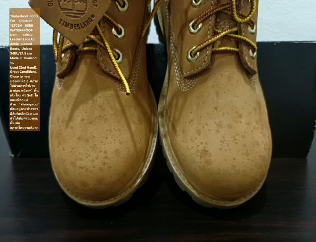 Timberland Boots For Children, Unisex 34EU(21.5cm) ของแท้ มือ 2 สภาพไม่ผ่านการใช้งานมาก่อน, รองเท้า Timberland หนังแท้ พื้นเต็ม สวยมาก รูปที่ 7