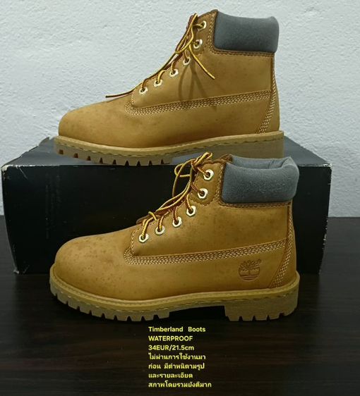 Timberland Boots For Children, Unisex 34EU(21.5cm) ของแท้ มือ 2 สภาพไม่ผ่านการใช้งานมาก่อน, รองเท้า Timberland หนังแท้ พื้นเต็ม สวยมาก รูปที่ 16