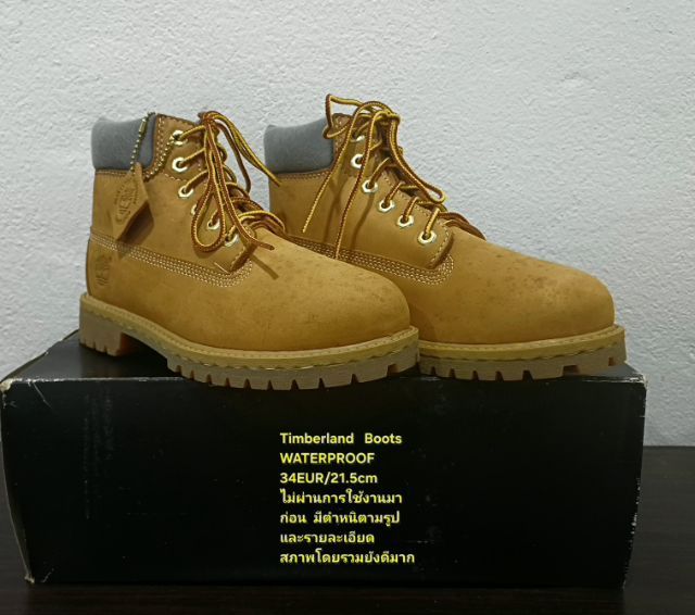 Timberland Boots For Children, Unisex 34EU(21.5cm) ของแท้ มือ 2 สภาพไม่ผ่านการใช้งานมาก่อน, รองเท้า Timberland หนังแท้ พื้นเต็ม สวยมาก รูปที่ 4