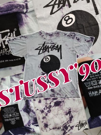 ขาว L แขนสั้น เสื้อทีเชิ้ต เสื้อยืด STUSSY'90s👕🎱