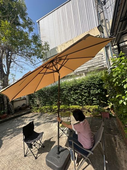 ร่มสนามพับได้ เอียง Garden Umbrella 2.7m, Large Market Umbrella, Garden Umbrella, Beach Umbrella, Tiltable, Large Garden Umbrella, Coffee รูปที่ 5