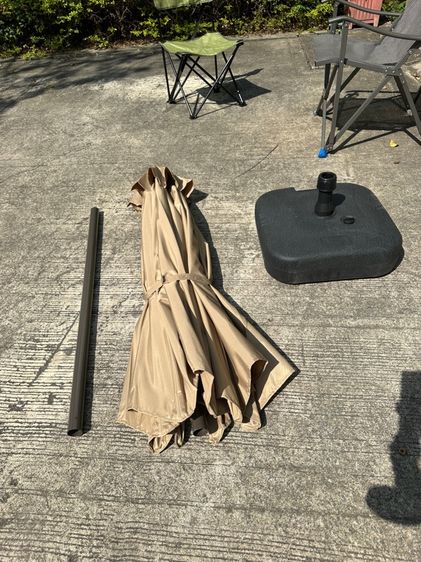 ร่มสนามพับได้ เอียง Garden Umbrella 2.7m, Large Market Umbrella, Garden Umbrella, Beach Umbrella, Tiltable, Large Garden Umbrella, Coffee รูปที่ 10