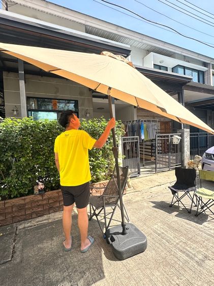 ร่มสนามพับได้ เอียง Garden Umbrella 2.7m, Large Market Umbrella, Garden Umbrella, Beach Umbrella, Tiltable, Large Garden Umbrella, Coffee รูปที่ 4