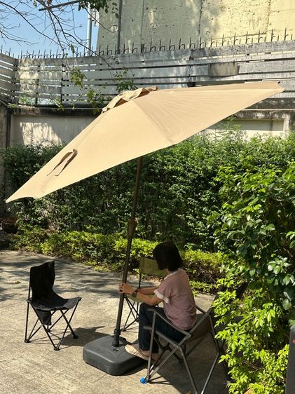 ร่มสนามพับได้ เอียง Garden Umbrella 2.7m, Large Market Umbrella, Garden Umbrella, Beach Umbrella, Tiltable, Large Garden Umbrella, Coffee รูปที่ 3