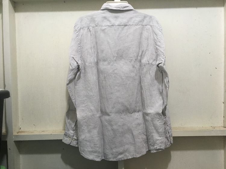 เสื้อเชิ้ต ผ้าลินิน  แบรนด์ UNIQLO สีเทาอมกากี รูปที่ 2
