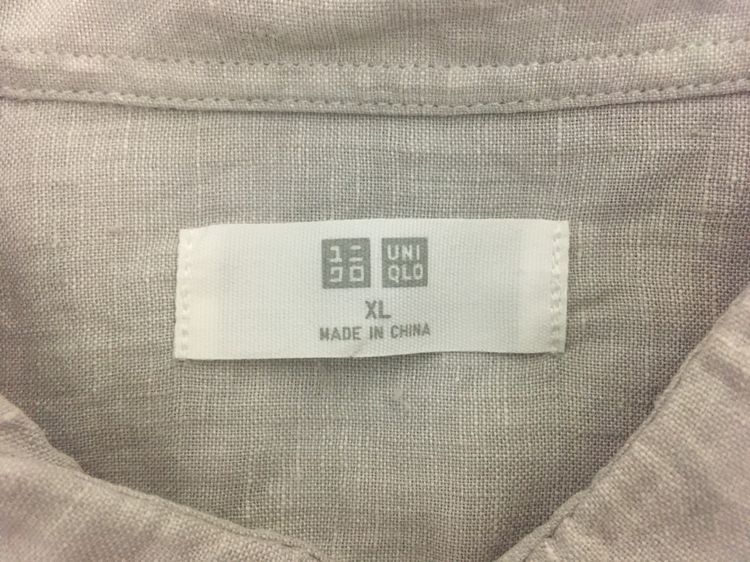 เสื้อเชิ้ต ผ้าลินิน  แบรนด์ UNIQLO สีเทาอมกากี รูปที่ 7