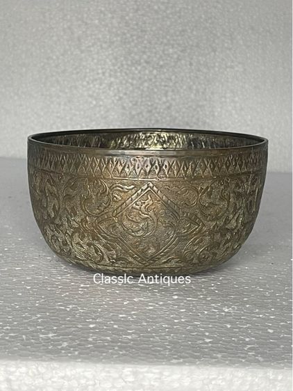 ขัน กระไหล่เงิน ตอกลายโบราณ เก่าสะสม รูปที่ 2