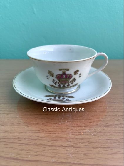 ถ้วยน้ำชา จาน ห้างขายทอง เซ่งเฮงหลี ตรามงกุฏ ยุคพระนคร โบราณเก่าสะสม