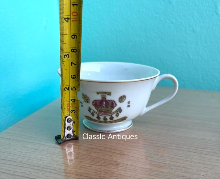 ถ้วยน้ำชา จาน ห้างขายทอง เซ่งเฮงหลี ตรามงกุฏ ยุคพระนคร โบราณเก่าสะสม รูปที่ 8