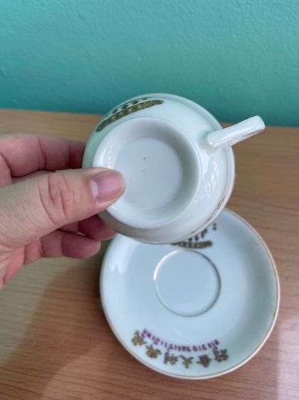 ถ้วยน้ำชา จาน ห้างขายทอง เซ่งเฮงหลี ตรามงกุฏ ยุคพระนคร โบราณเก่าสะสม รูปที่ 9