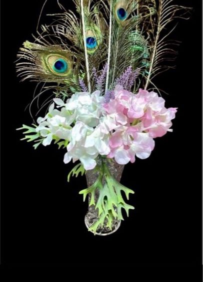 แจกันคริสตัลพร้อมดอกไม้ขนนกยูง รูปที่ 3