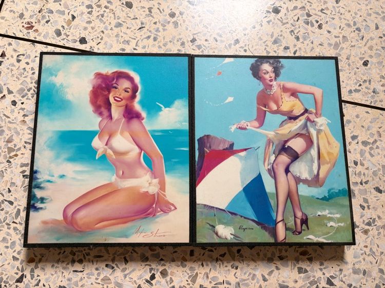 กรอบรูป Pin-Up สไตล์วินเทจ สาวเซ็กซี่ยกกระโปรง สำหรับตกแต่งบ้านและบาร์