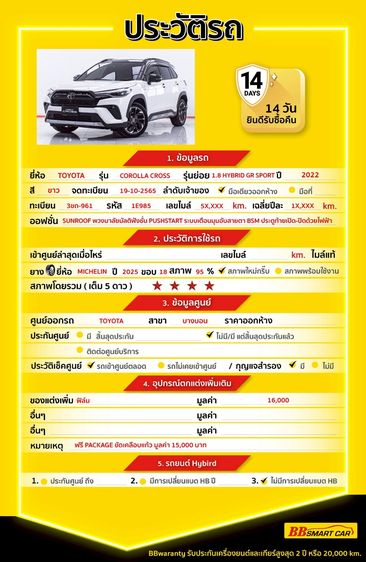Toyota Corolla Cross 2022 1.8 HEV GR Sport Utility-car ไฮบริด ไม่ติดแก๊ส เกียร์อัตโนมัติ ขาว รูปที่ 2
